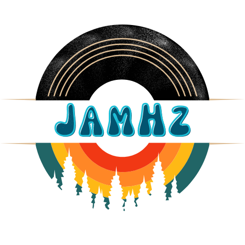 JamHz logo with vinyl record and forest outline
